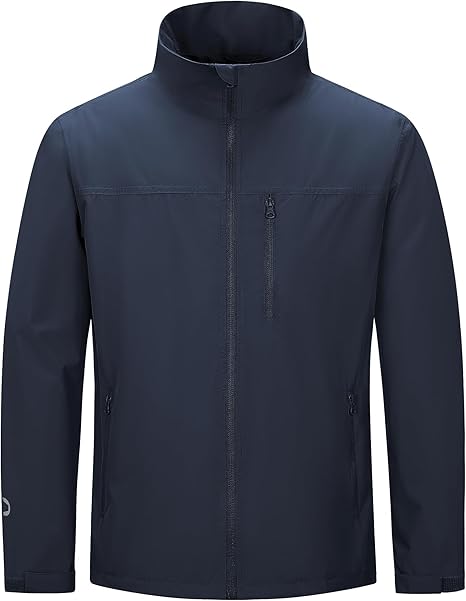 Outdoor Ventures Mens Lightweight Jacket Waterproof Softshell Jackets with Velvet Lined Stand Collar Windbreaker for Hiking Running Cycling Golf